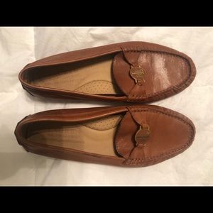 Brown leather loafers